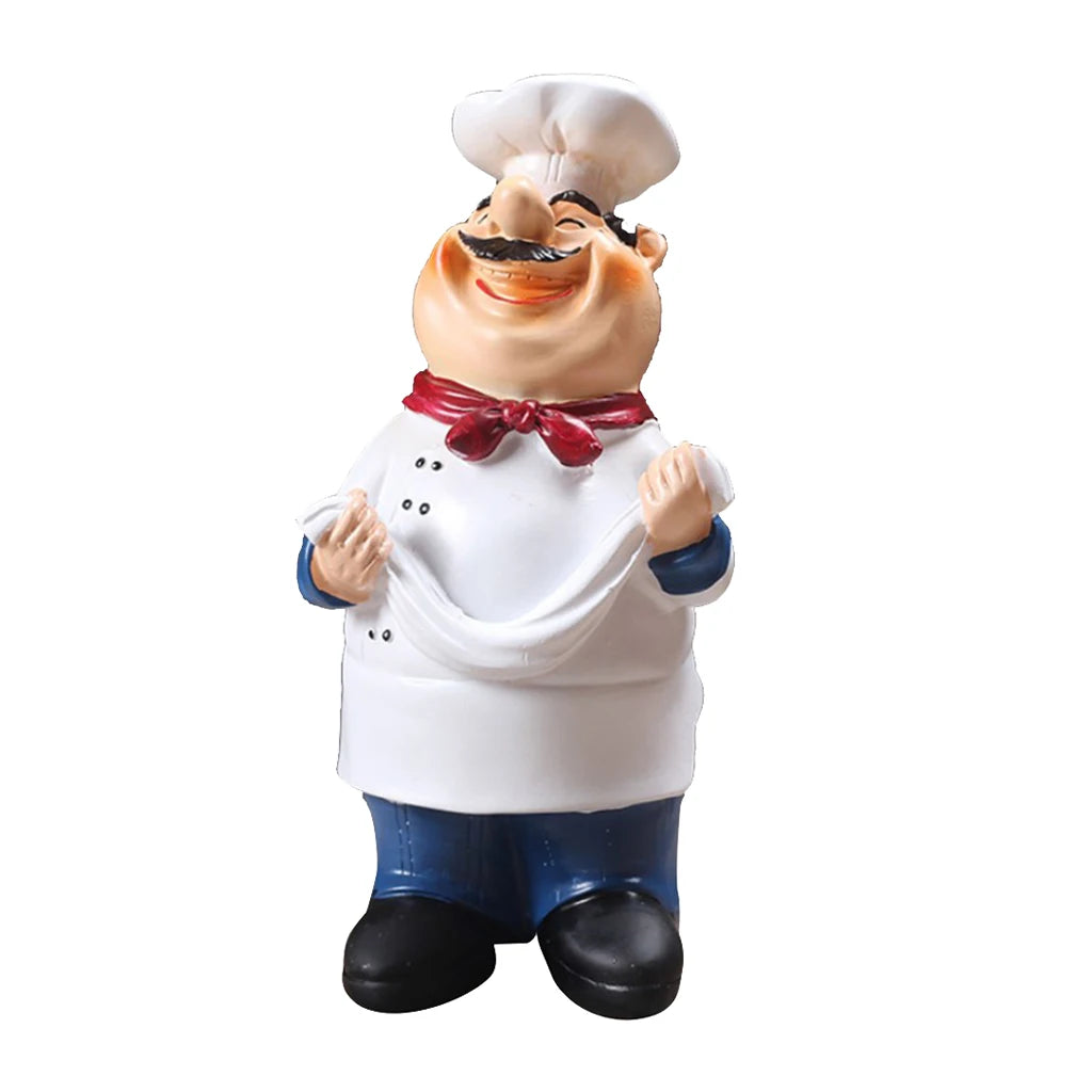 Multiple Styles Resin Chef Statue Cartoon Restaurant Chef Figurine Cook Ornament Home Kitchen Cute Sculpture Tabletop Decors