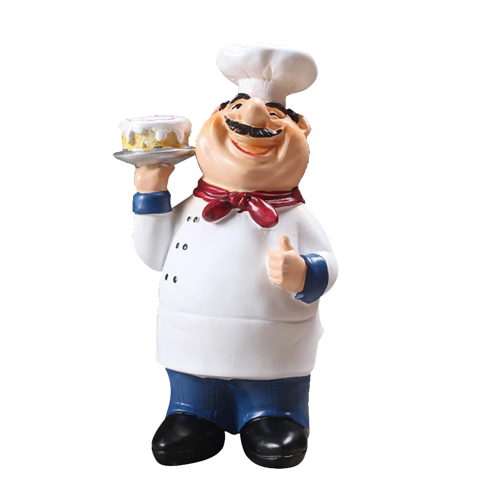 Multiple Styles Resin Chef Statue Cartoon Restaurant Chef Figurine Cook Ornament Home Kitchen Cute Sculpture Tabletop Decors