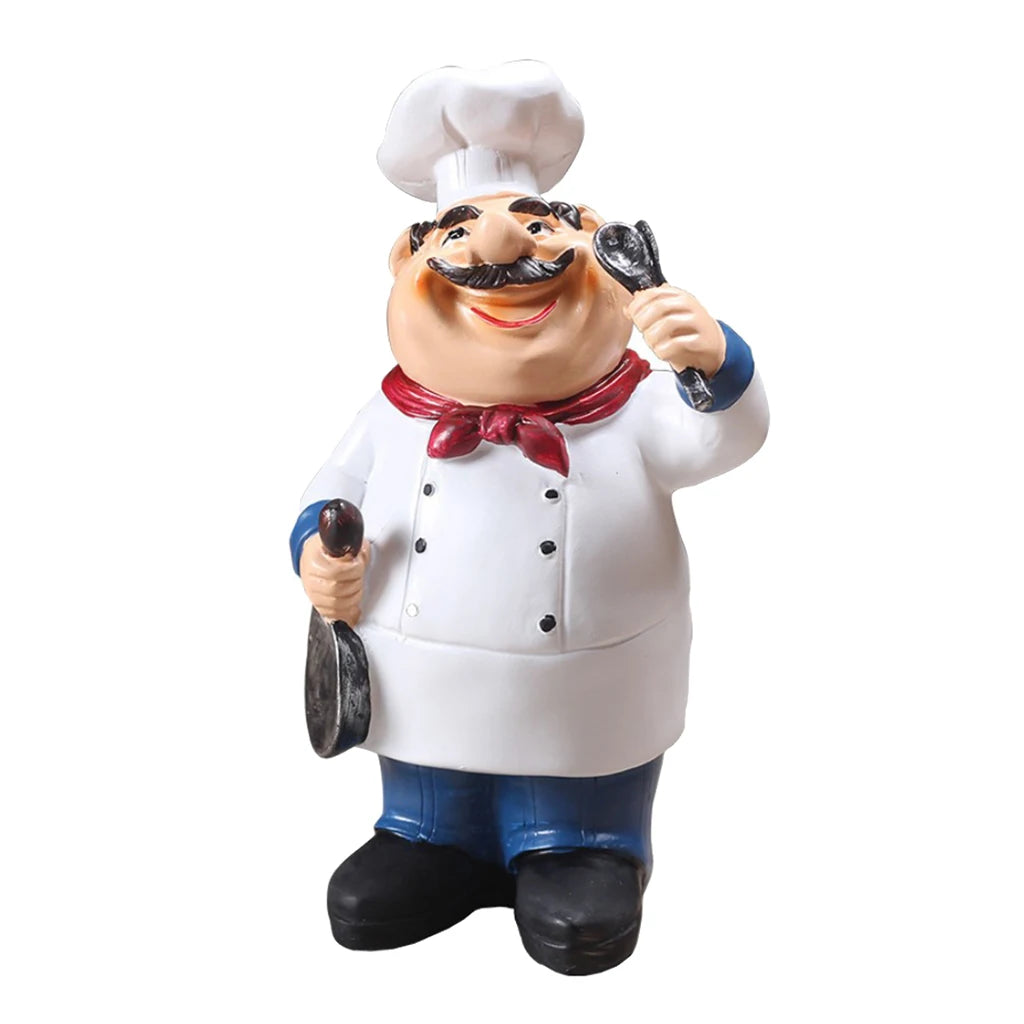 Multiple Styles Resin Chef Statue Cartoon Restaurant Chef Figurine Cook Ornament Home Kitchen Cute Sculpture Tabletop Decors