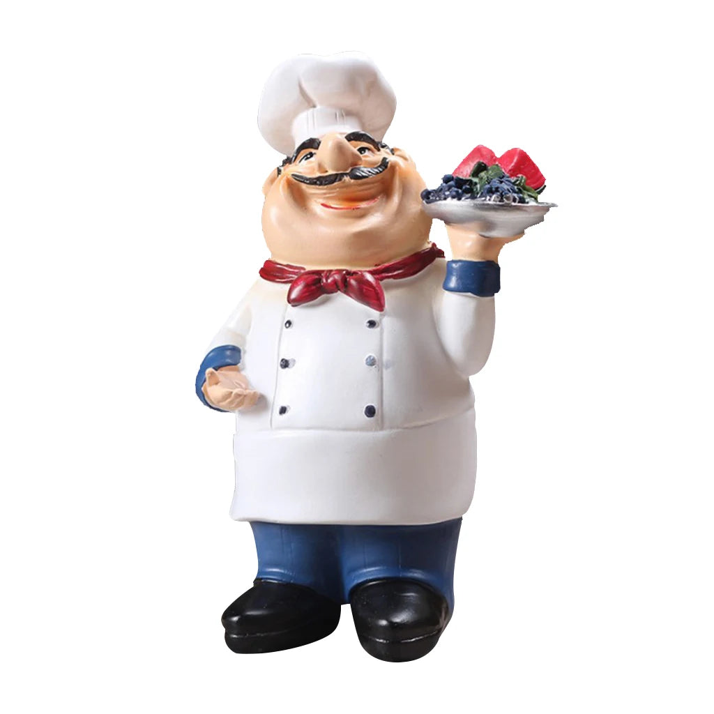 Multiple Styles Resin Chef Statue Cartoon Restaurant Chef Figurine Cook Ornament Home Kitchen Cute Sculpture Tabletop Decors