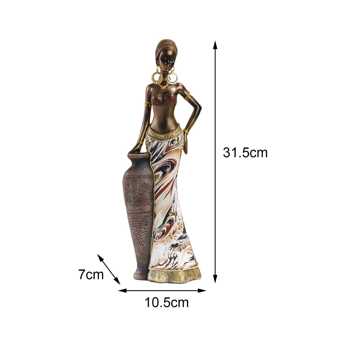 Africian Women Figurine Collectible Art Piece Lightweight Multipurpose Retro Brown African Statues Sculptures for Libraries