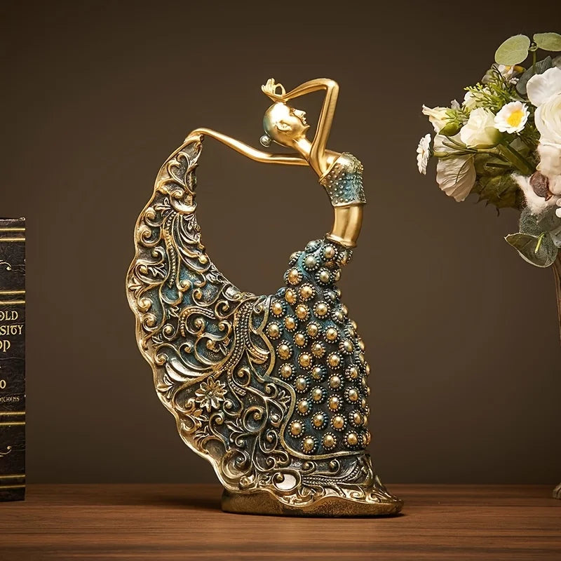 Resin Peacock Dancer Figurines, Luxury Nordic Decor, Abstract Sculpture Art Statues For Home Office Living Room Decoration