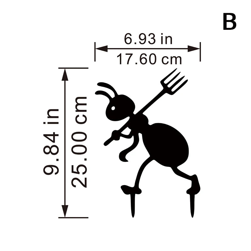 1PC Metal Black Ants Garden Stakes Decoration Cute Ants Garden Decorative Outdoor Statues For Ants Lovers Yard Garden