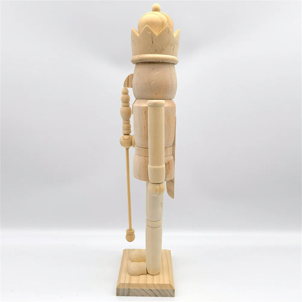 38cm Christmas Nutcrackers Soldier Unfinished Nutcracker Figurine Painting Craft Unpainted Puppet Ornament Home Room Table Decor