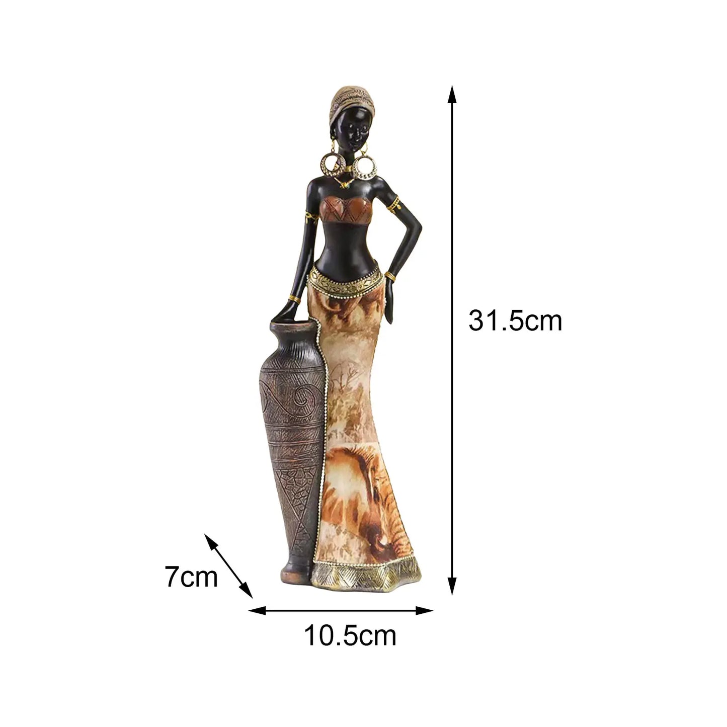 Africian Women Figurine Collectible Art Piece Lightweight Multipurpose Retro Brown African Statues Sculptures for Libraries