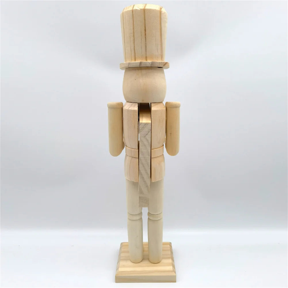 38cm Christmas Nutcrackers Soldier Unfinished Nutcracker Figurine Painting Craft Unpainted Puppet Ornament Home Room Table Decor