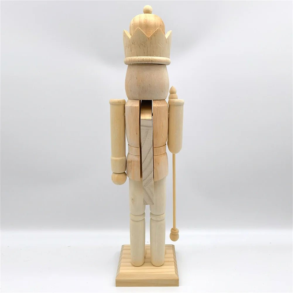 38cm Christmas Nutcrackers Soldier Unfinished Nutcracker Figurine Painting Craft Unpainted Puppet Ornament Home Room Table Decor