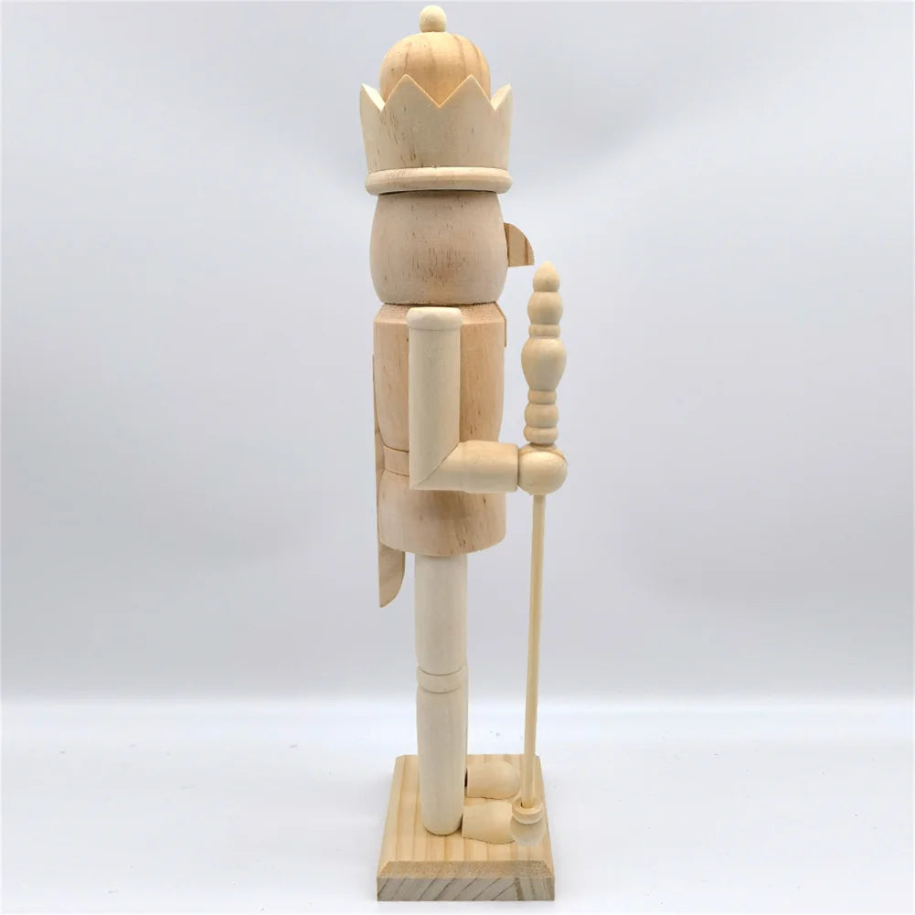 38cm Christmas Nutcrackers Soldier Unfinished Nutcracker Figurine Painting Craft Unpainted Puppet Ornament Home Room Table Decor