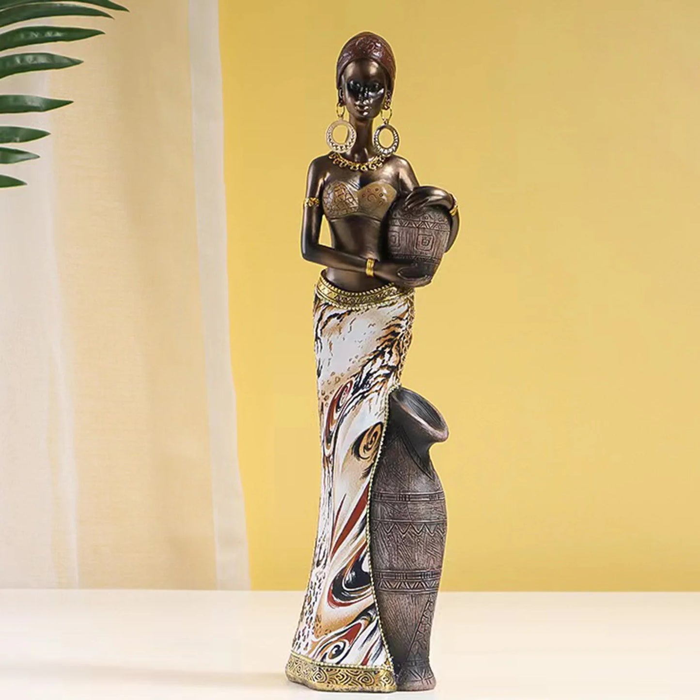 Africian Women Figurine Collectible Art Piece Lightweight Multipurpose Retro Brown African Statues Sculptures for Libraries