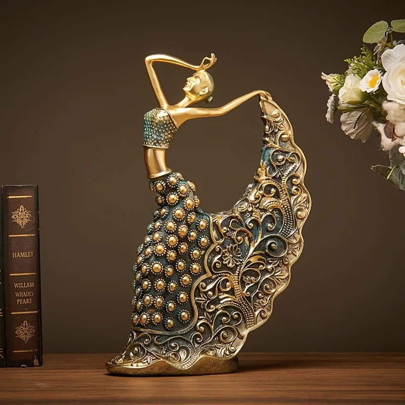 Resin Peacock Dancer Figurines, Luxury Nordic Decor, Abstract Sculpture Art Statues For Home Office Living Room Decoration