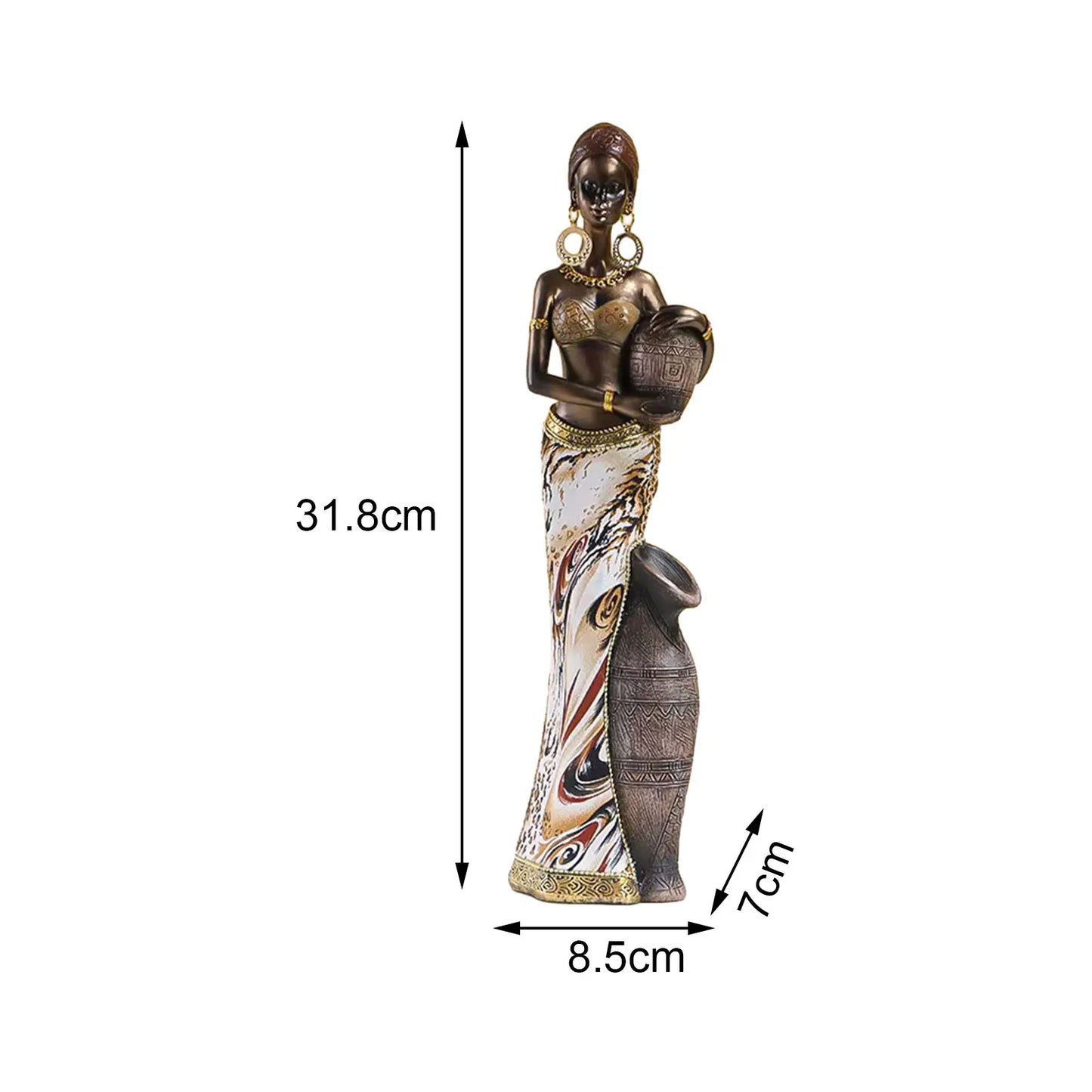 Africian Women Figurine Collectible Art Piece Lightweight Multipurpose Retro Brown African Statues Sculptures for Libraries